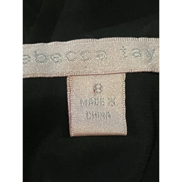 Rebecca Taylor Shirt Womens 6 Black Silk Beaded Embellished Flowy Tank Top - Picture 7 of 9